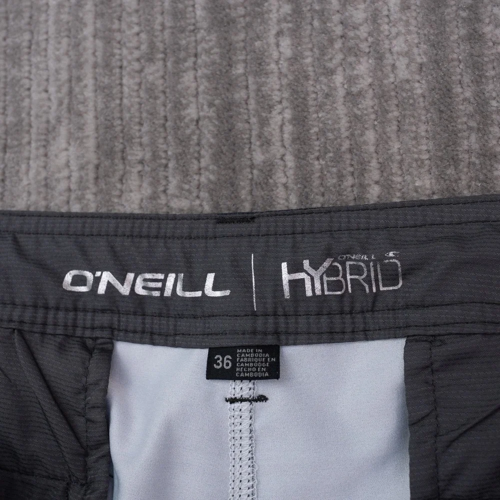 O'Neill Hybrid Shorts Mens 36 Grey Plaid Excellent Stretch Boardshorts AD01AR99